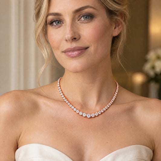 Royal Grace Graduated Lab-Grown Diamond Riviera Necklace - Rose Gold