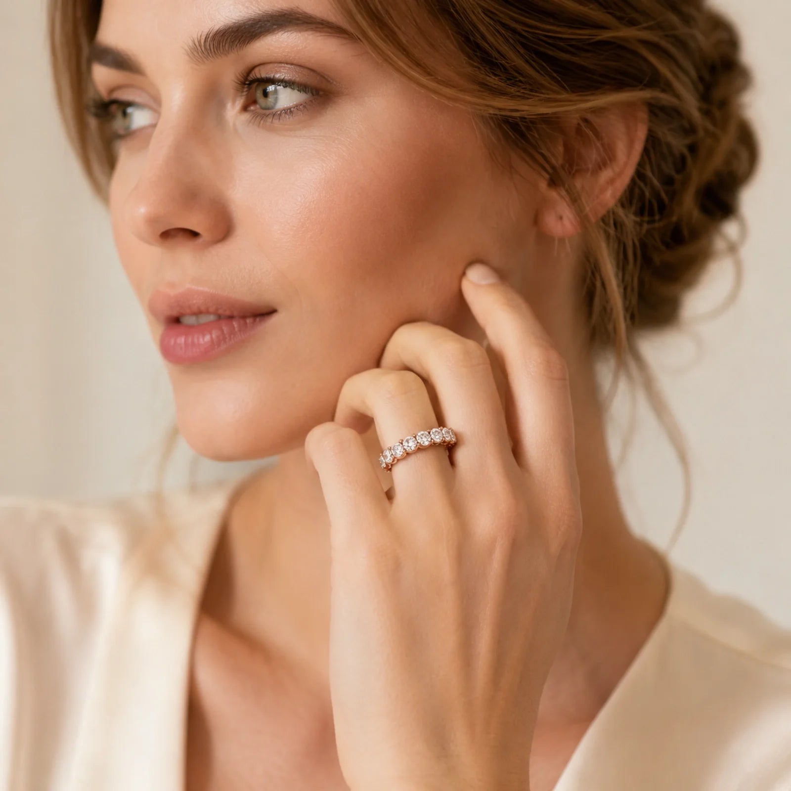Elysia Round Lab Diamond Eternity Ring - Rose Gold