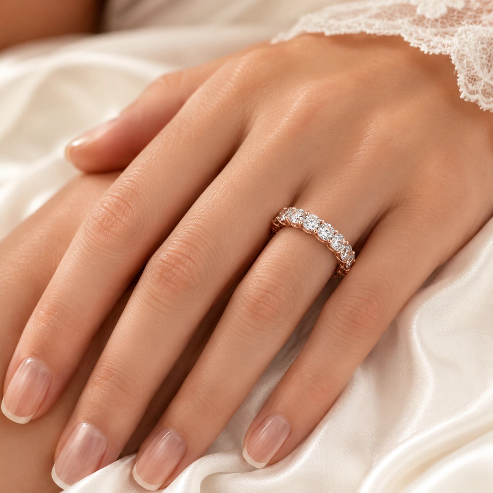 Elysia Round Lab Diamond Eternity Ring - Rose