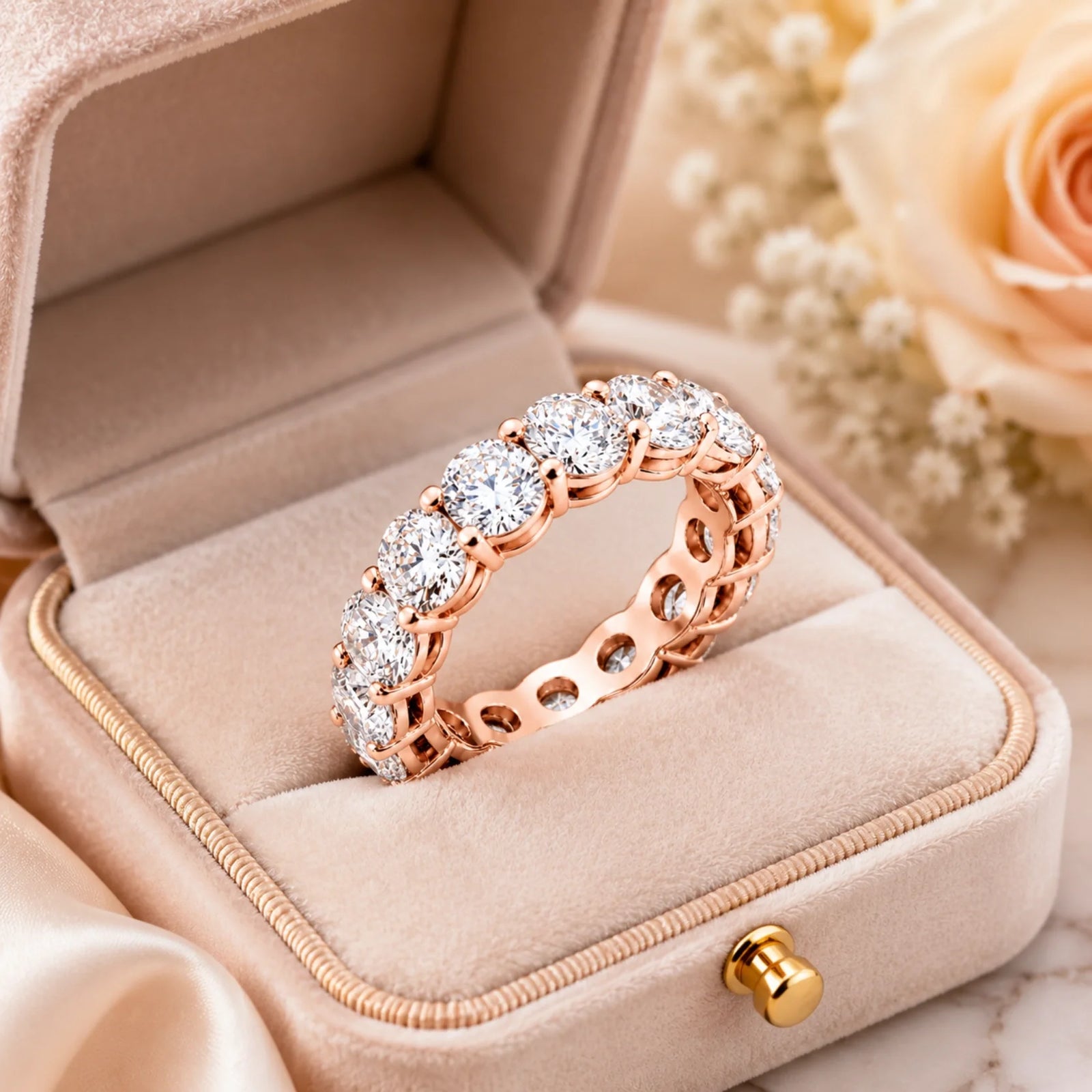 Elysia Round Lab Diamond Eternity Ring - Rose Gold