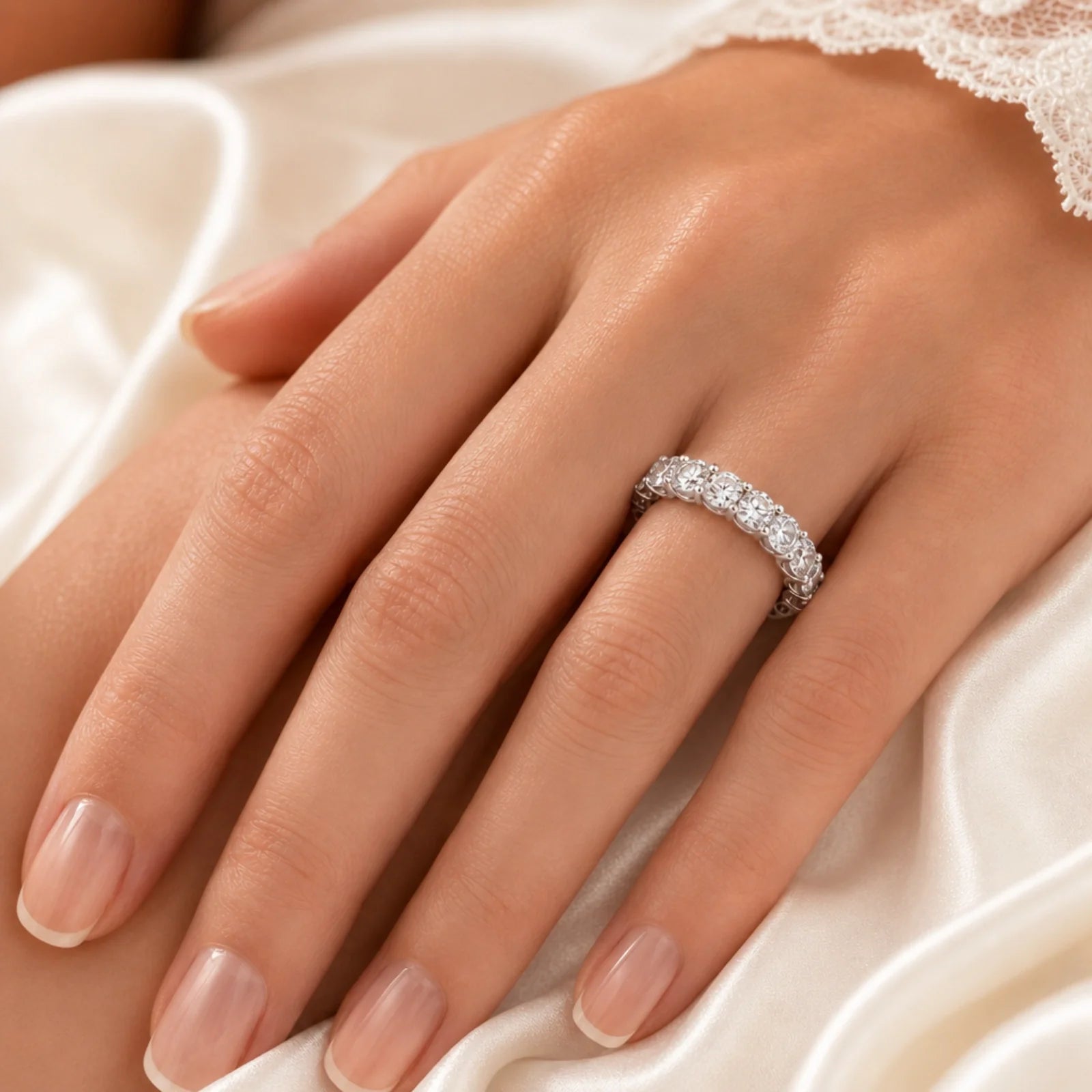 Elysia Round Lab Diamond Eternity Ring - White Gold