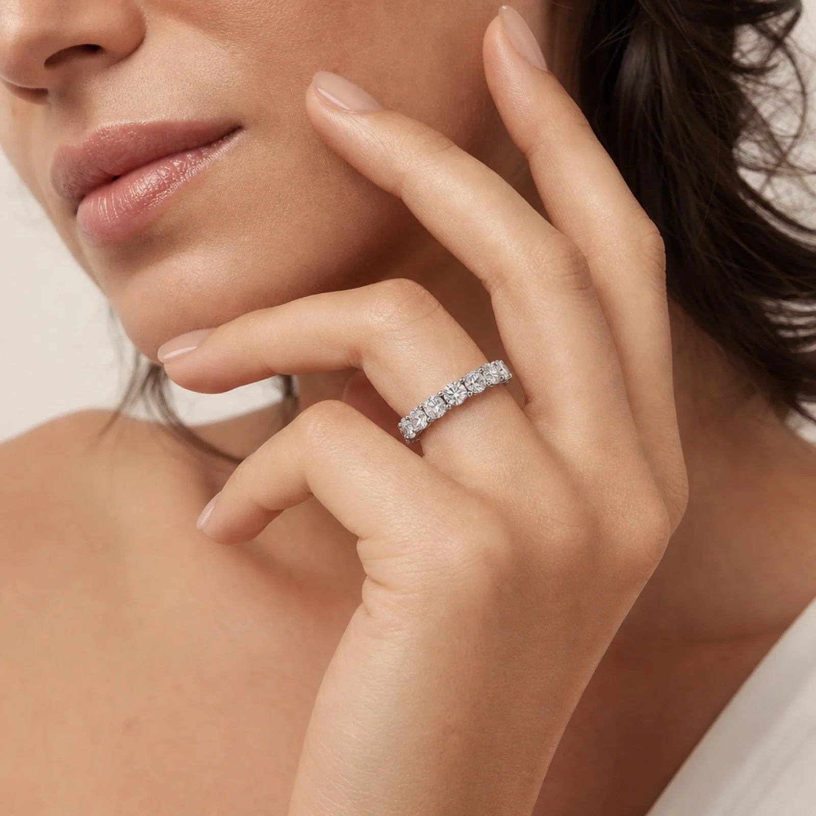 Elysia Round Lab Diamond Eternity Ring - White Gold