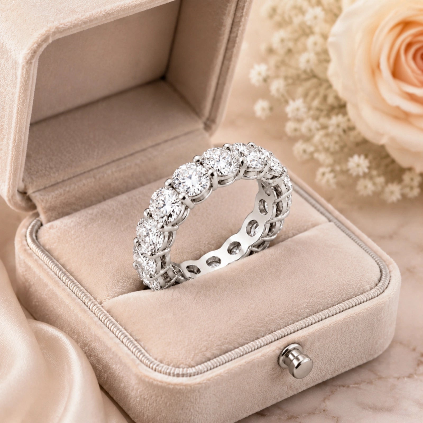 Elysia Round Lab Diamond Eternity Ring - White