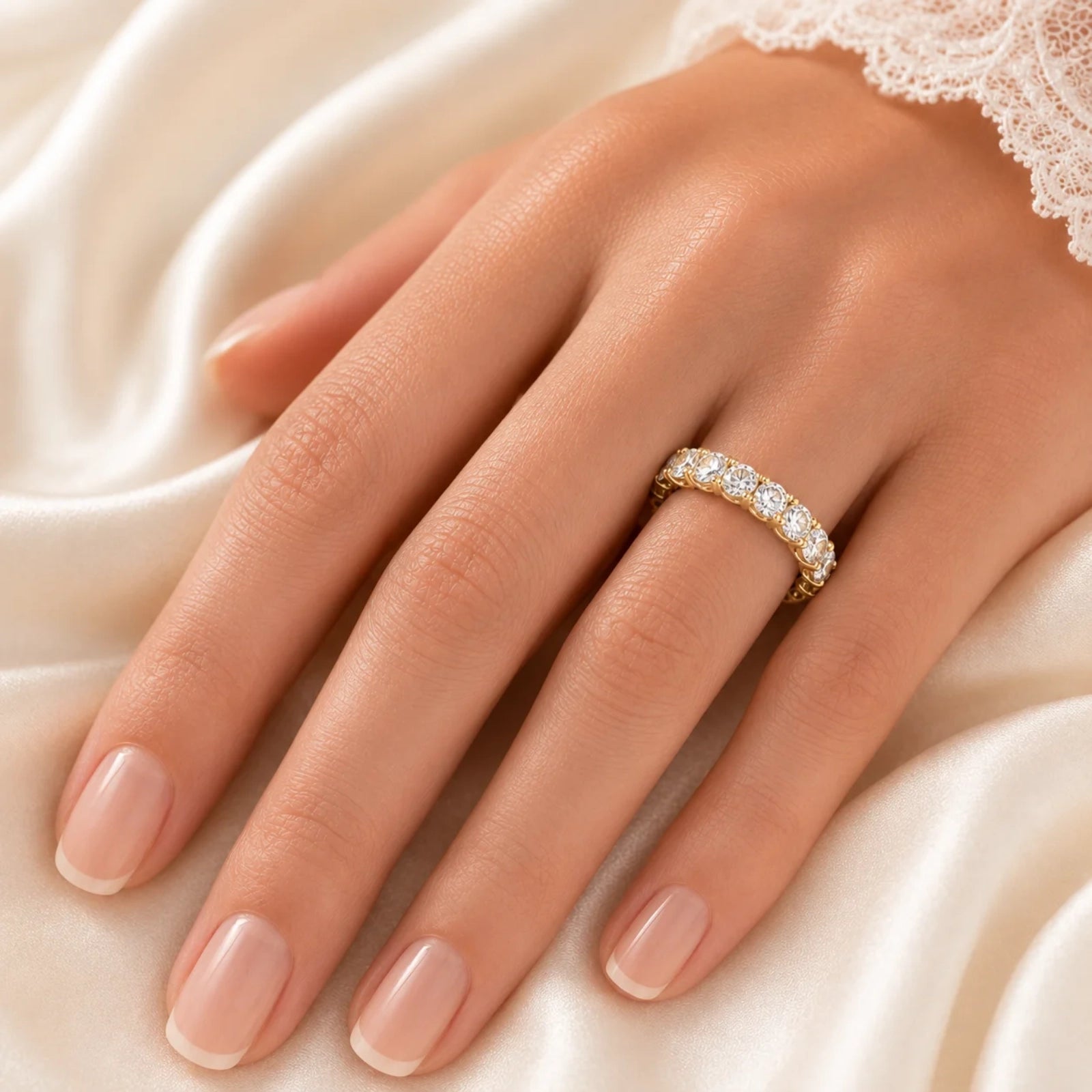 Elysia Round Lab Diamond Eternity Ring - Yellow