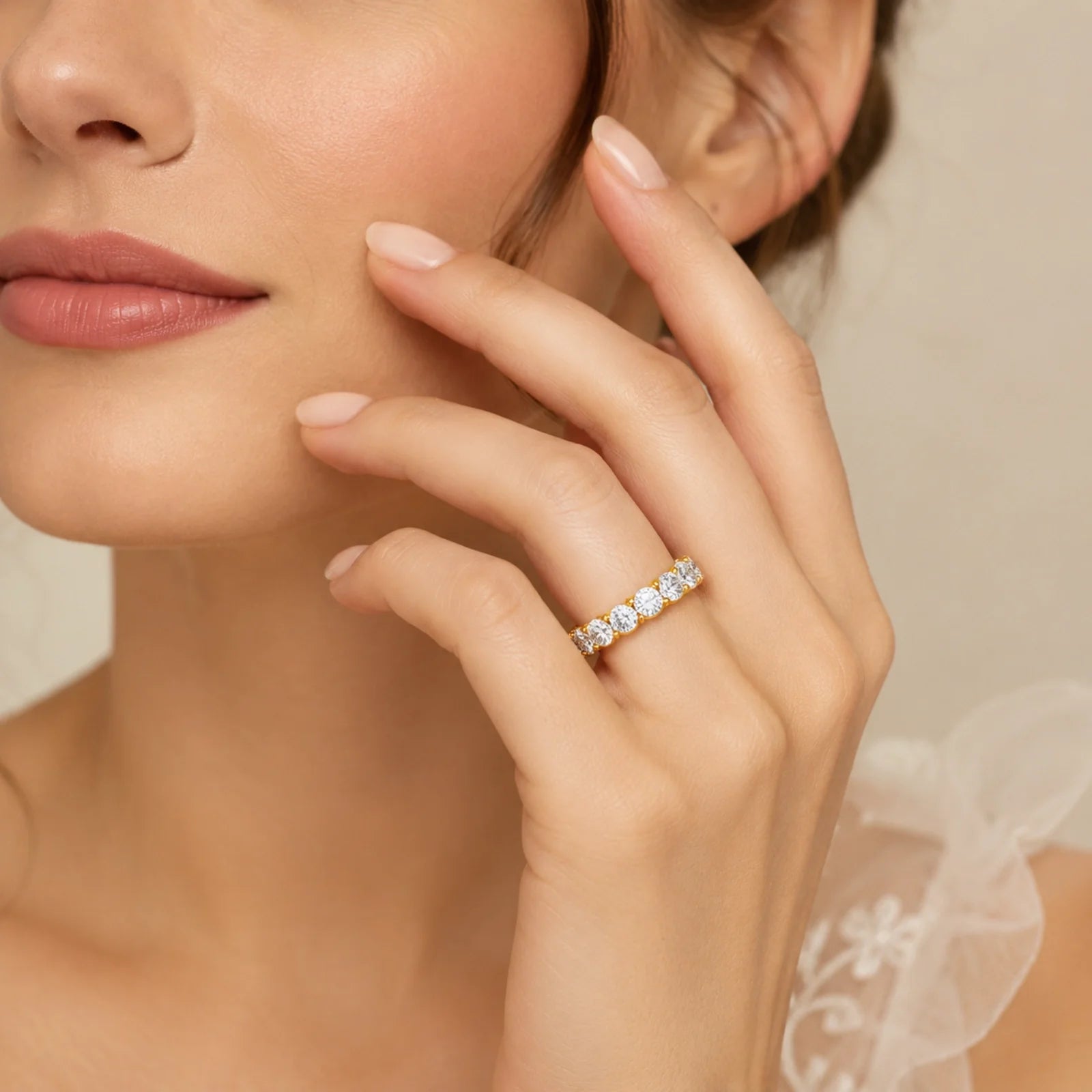 Elysia Round Lab Diamond Eternity Ring - Yellow Gold