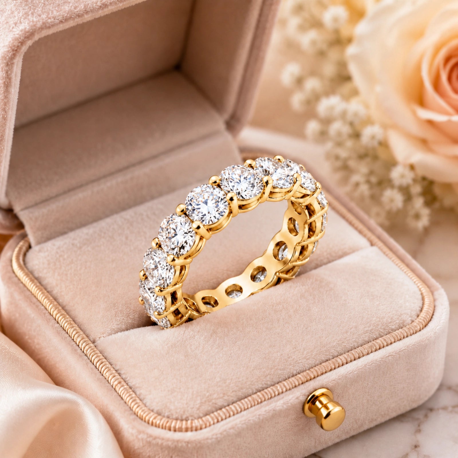 Elysia Round Lab Diamond Eternity Ring - Yellow