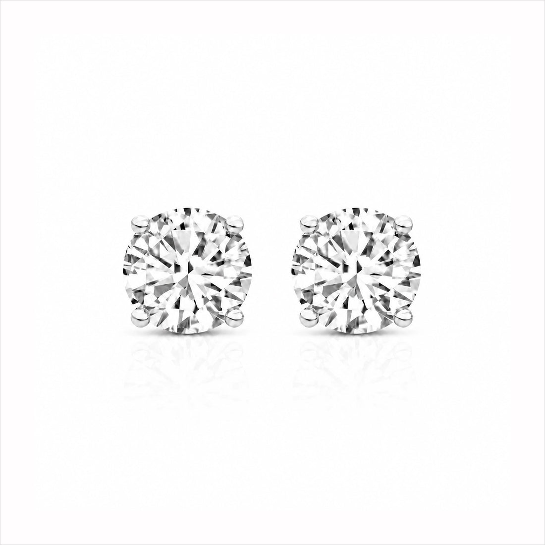 Four Prong Round Brilliant Lab-Grown Diamond Studs - White Gold