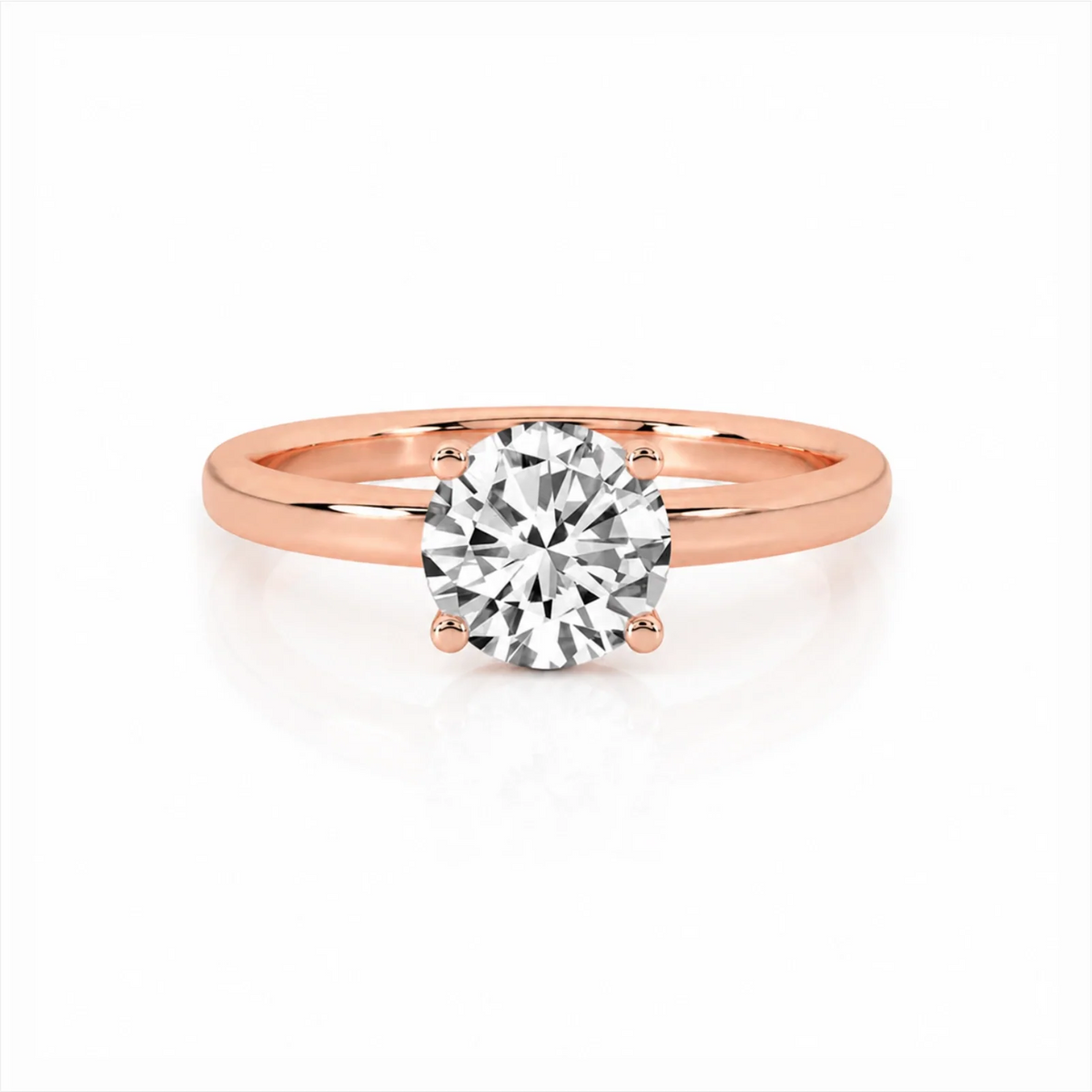 Four Prong Round Brilliant Ring - Rose