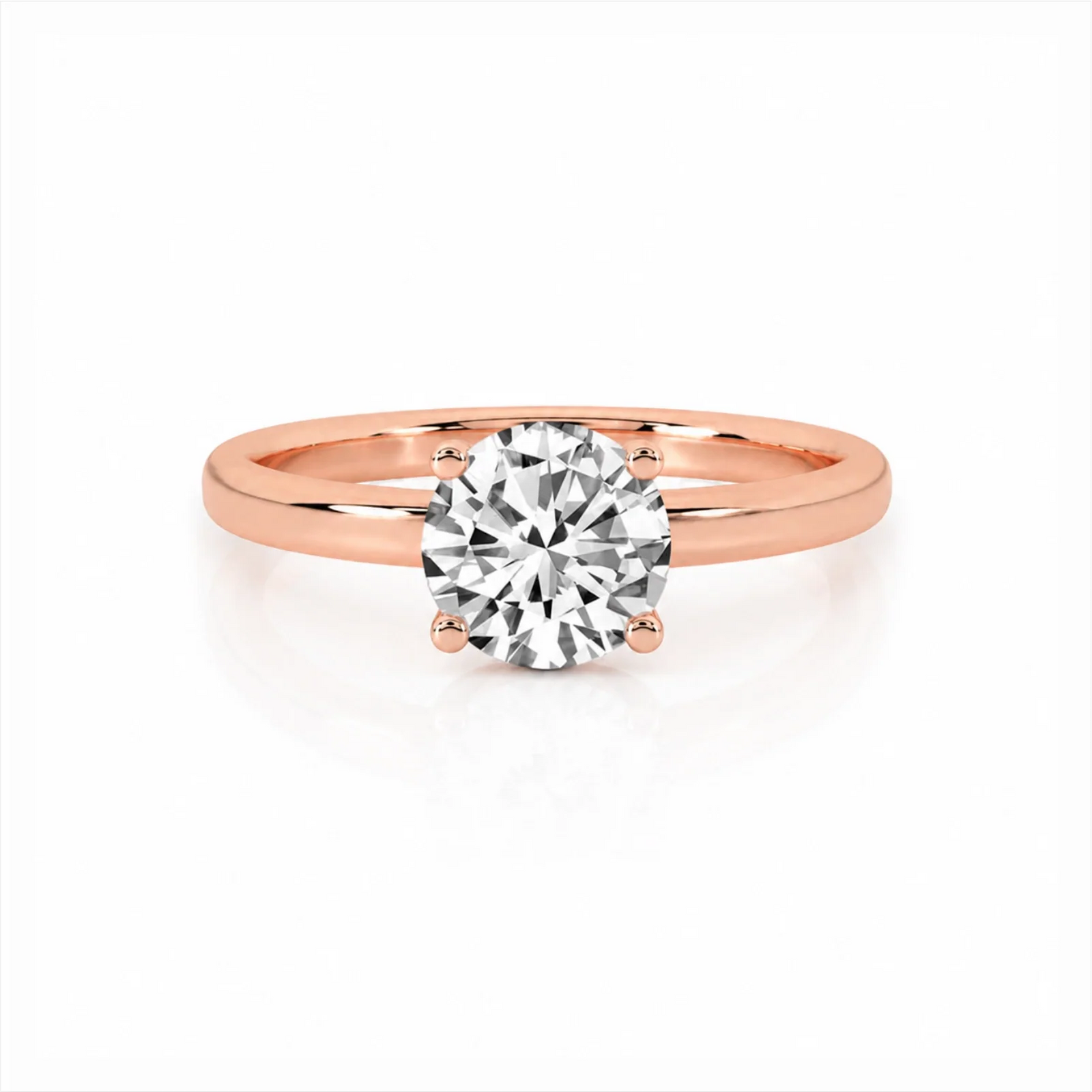 Four Prong Round Brilliant Ring - Rose