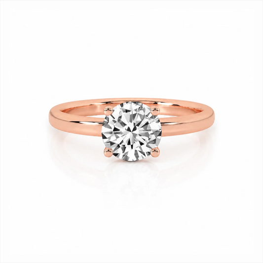 Four Prong Round Brilliant Ring - Rose
