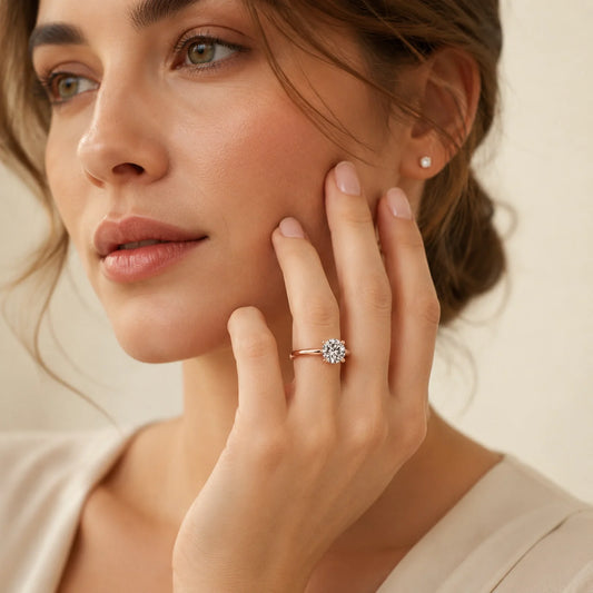 Four Prong Round Brilliant Ring - Rose