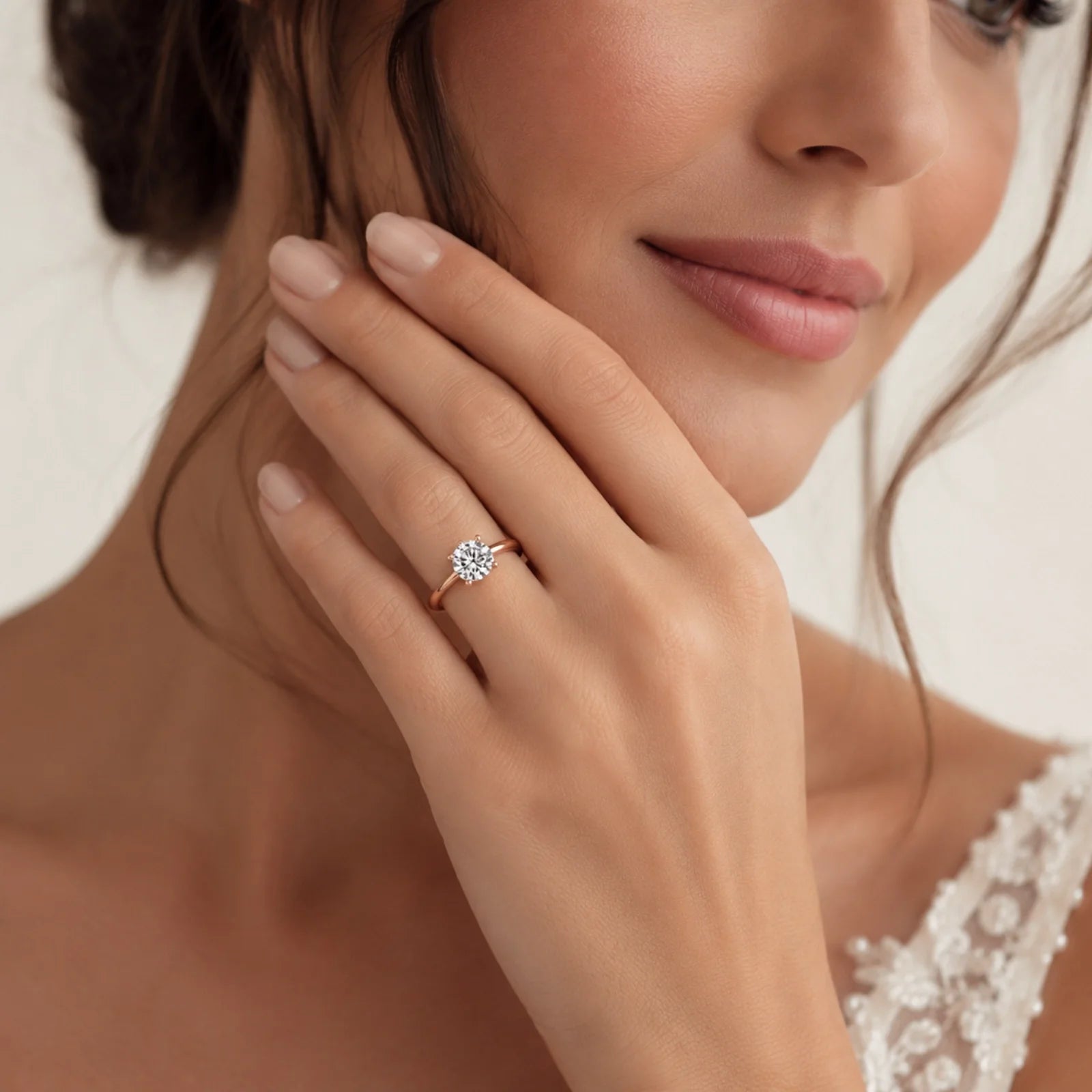Four Prong Round Brilliant Ring - Rose