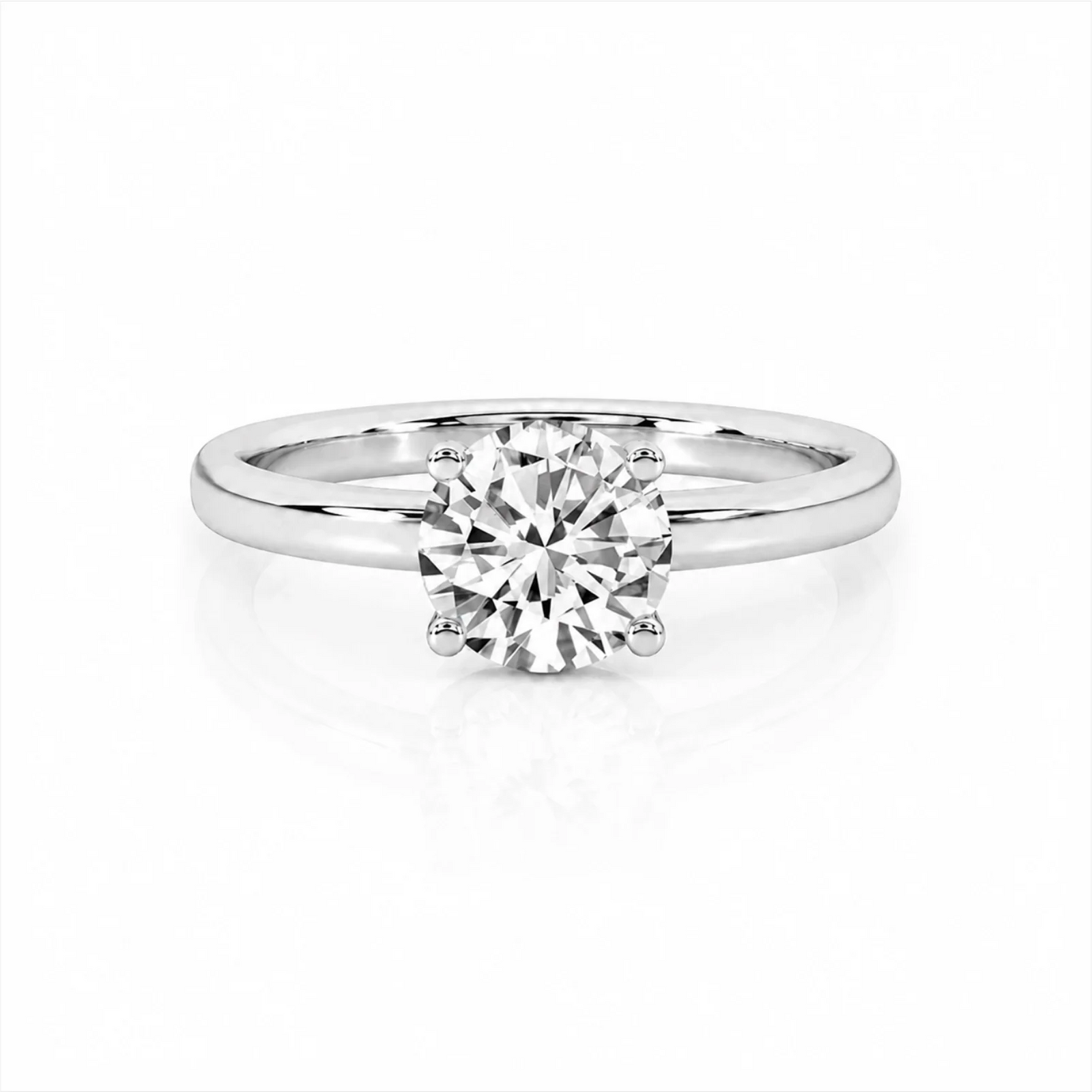 Four Prong Round Brilliant Ring - White