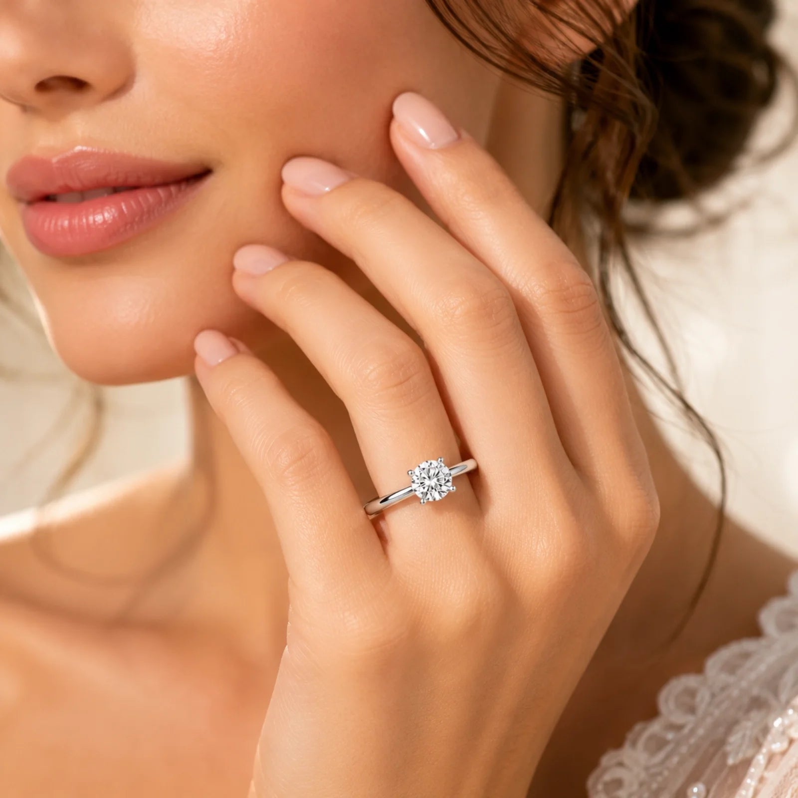 Four Prong Round Brilliant Ring - White