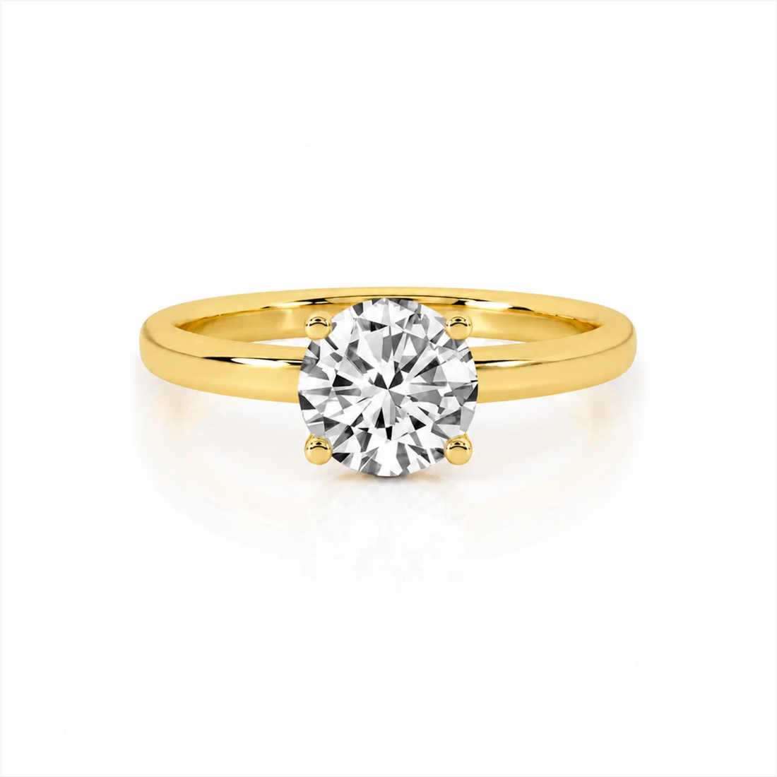 Four Prong Round Lab-Grown Diamond Solitaire Ring - Yellow Gold