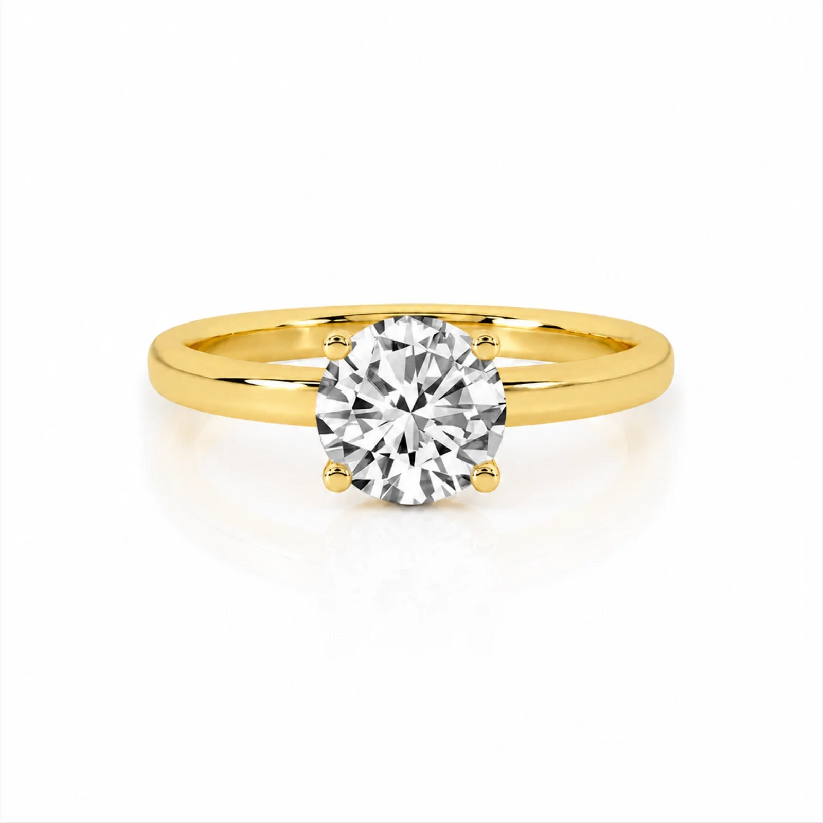 Four Prong Round Brilliant Ring - Yellow