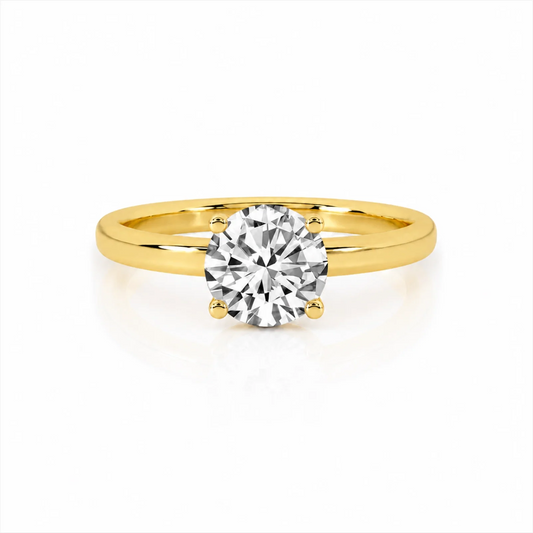 Four Prong Round Brilliant Ring - Yellow