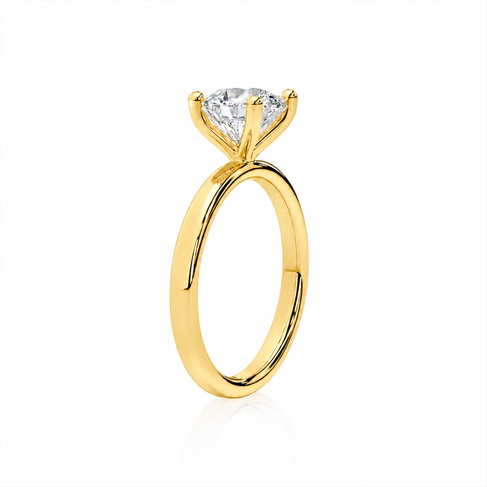 Four Prong Round Brilliant Ring - Yellow