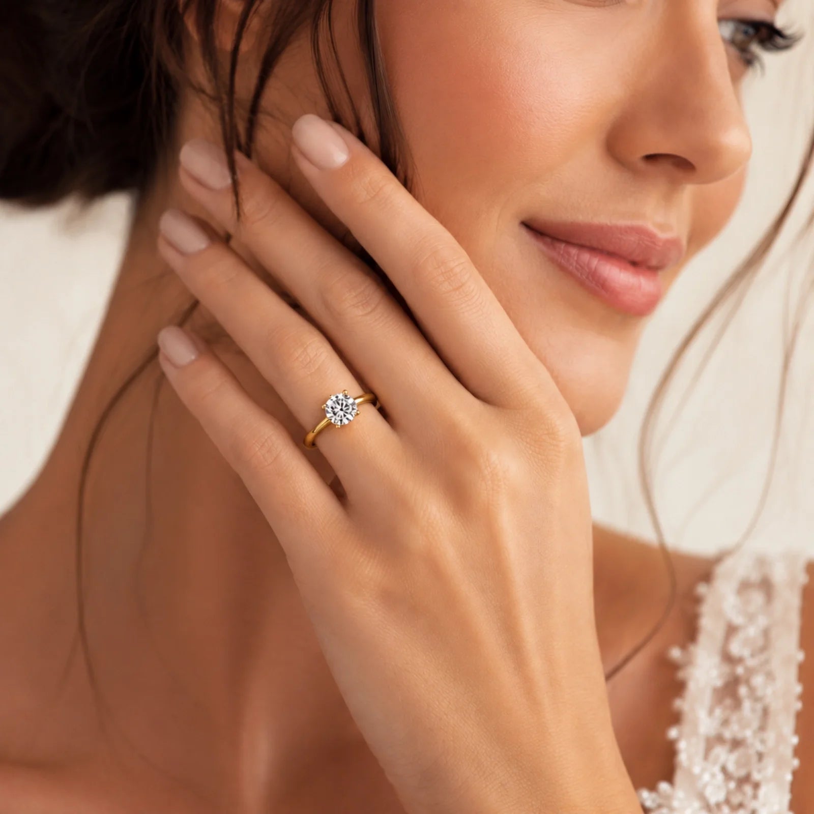 Four Prong Round Brilliant Ring - Yellow