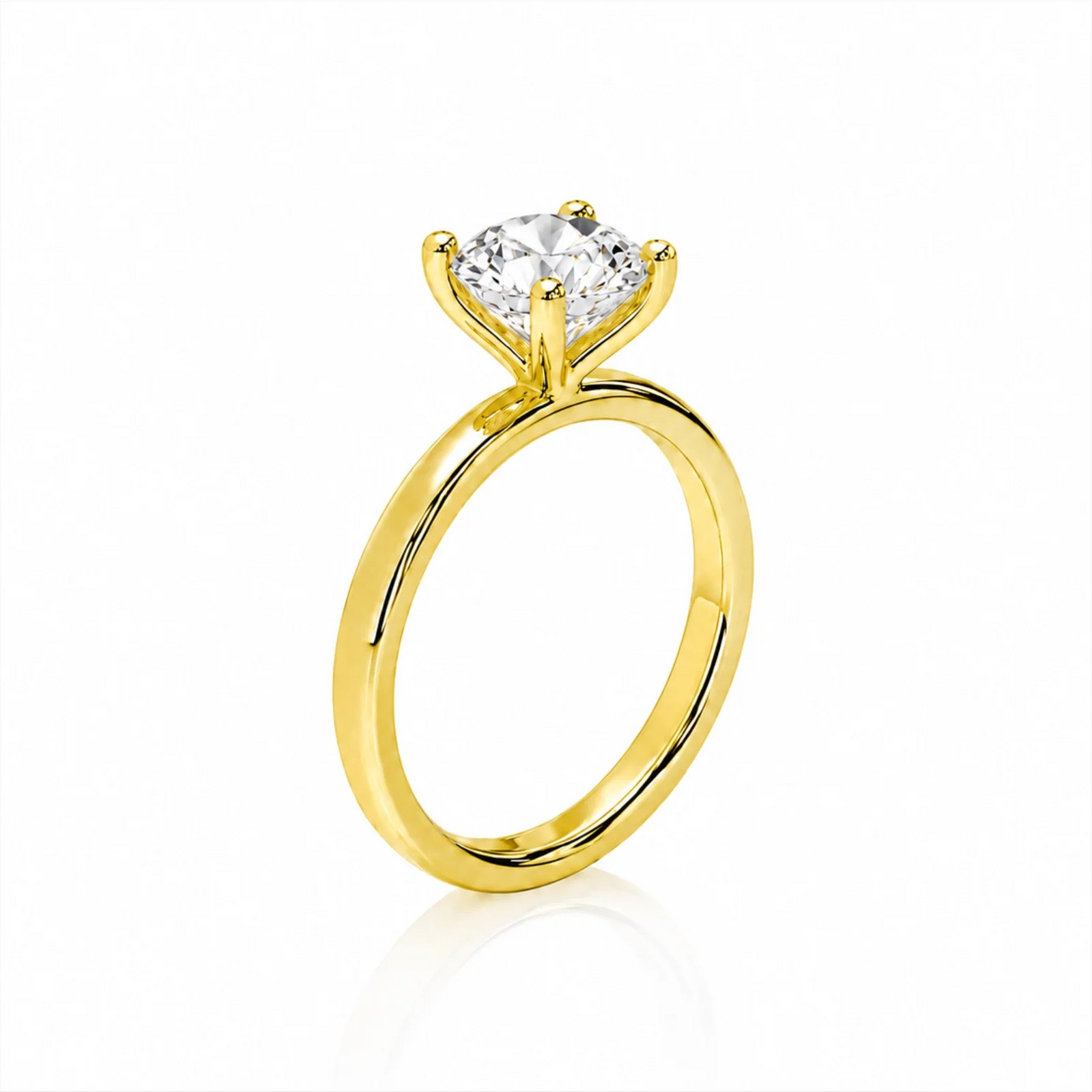 Four Prong Round Brilliant Ring - Yellow