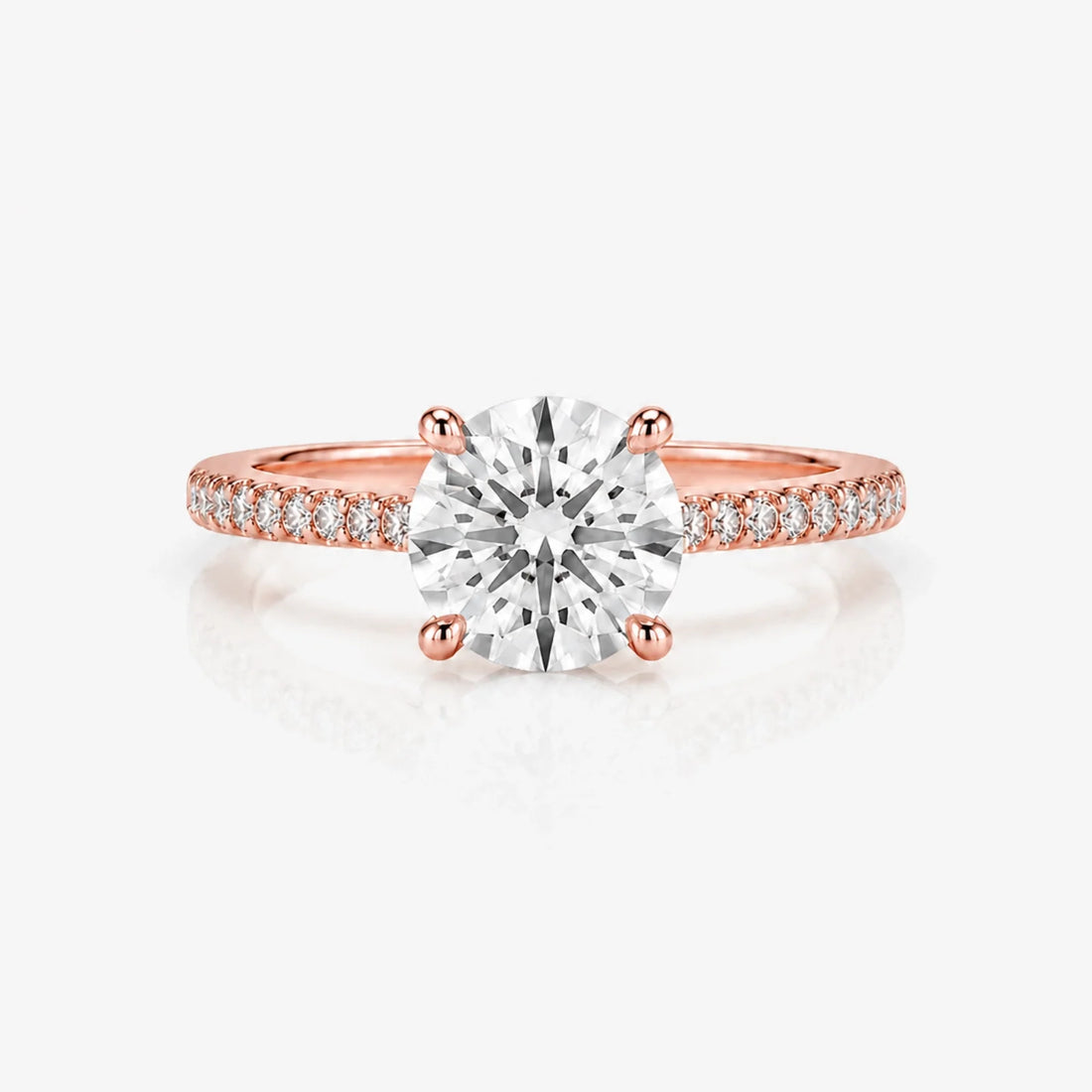 Micro Pavé Round Lab-Grown Diamond Ring - Rose Gold