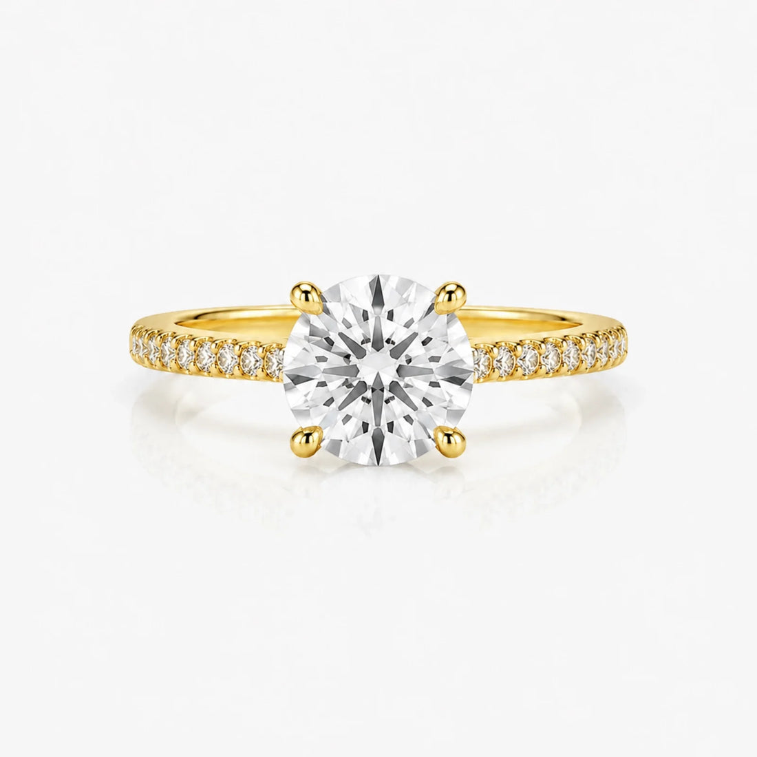 Micro Pavé Round Lab-Grown Diamond Ring - Yellow Gold