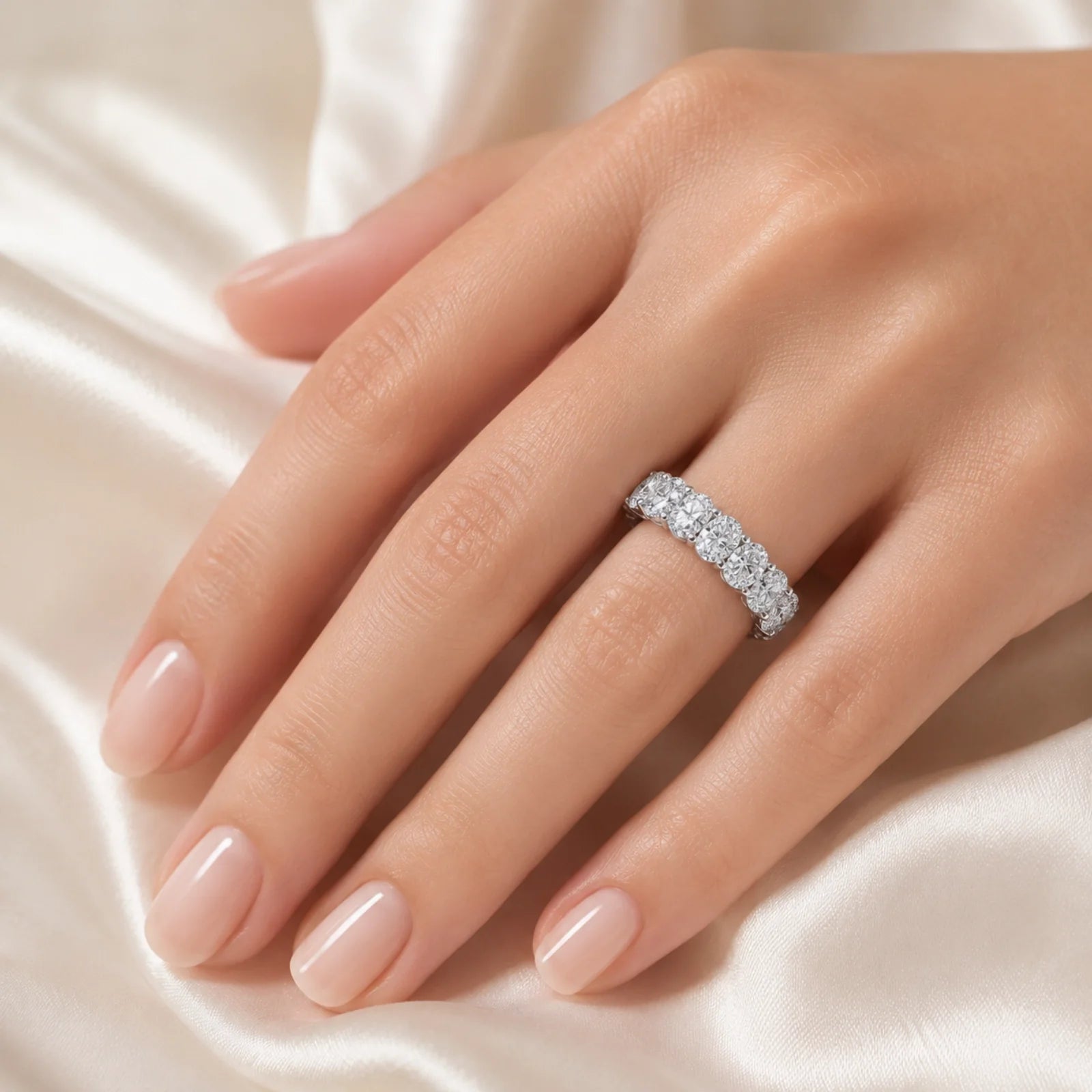 Camila Oval Lab Diamond Eternity Ring - White