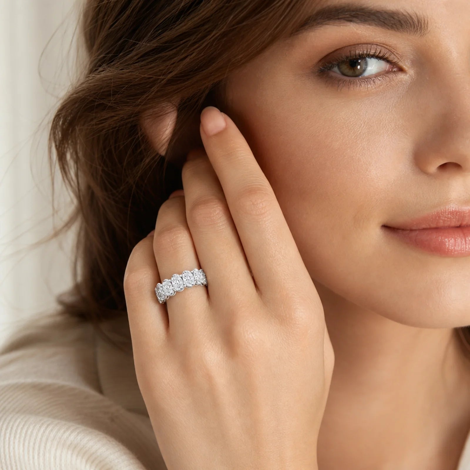 Camila Oval Lab Diamond Eternity Ring - White