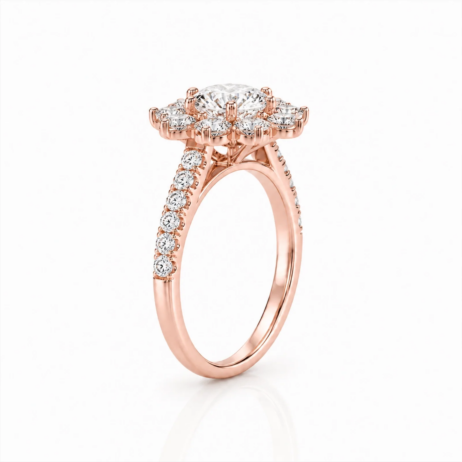 Floral Cluster Round Lab-Grown Diamond Ring - Rose