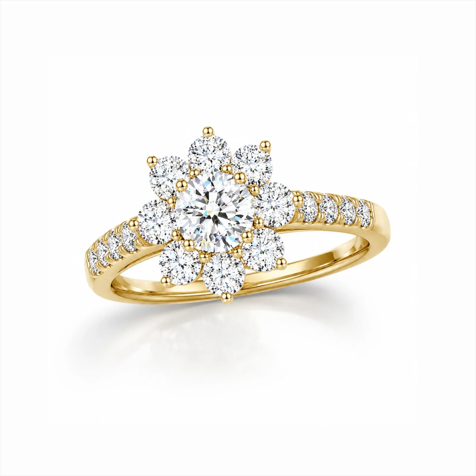 Floral Cluster Round Lab-Grown Diamond Ring - Yellow