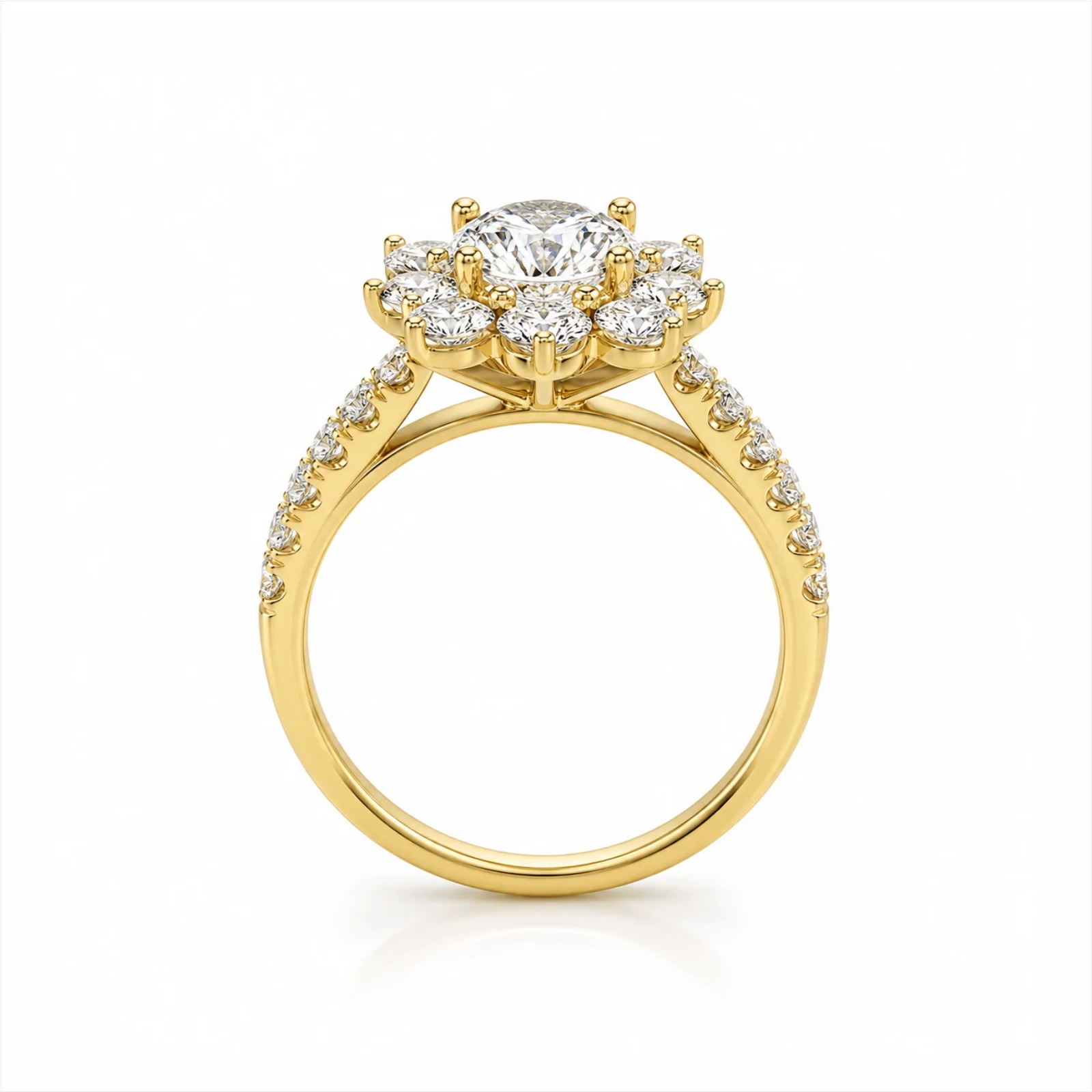 Floral Cluster Round Lab-Grown Diamond Ring - Yellow