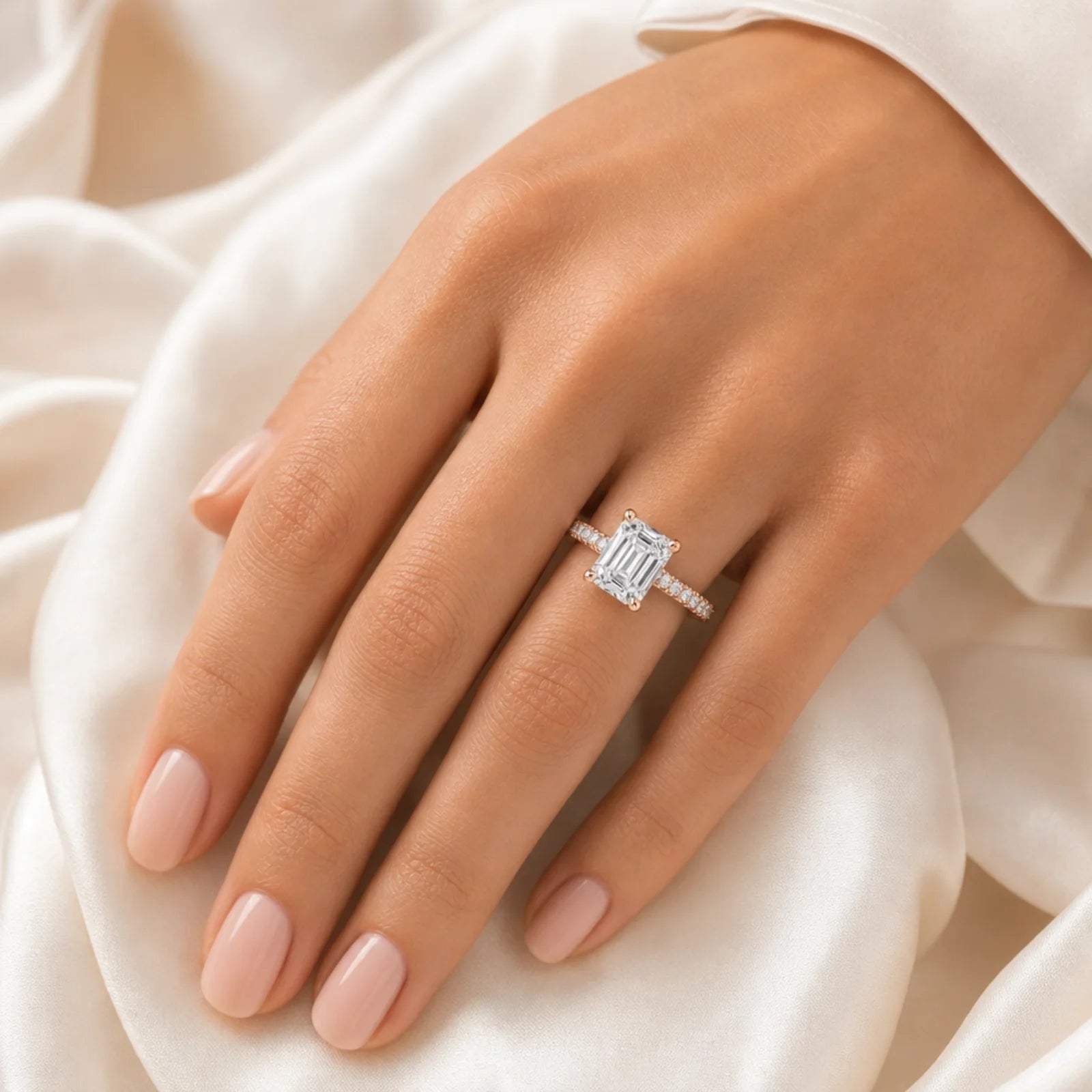 Grace Micro pavé Eternity Lab Diamond Ring - Rose