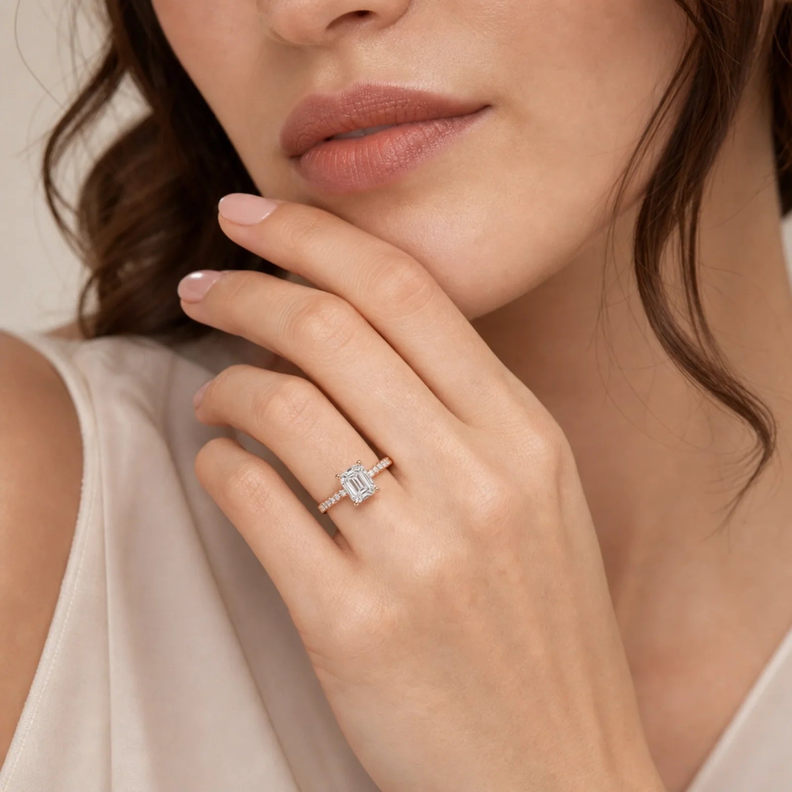Grace Micro pavé Eternity Lab Diamond Ring - Rose