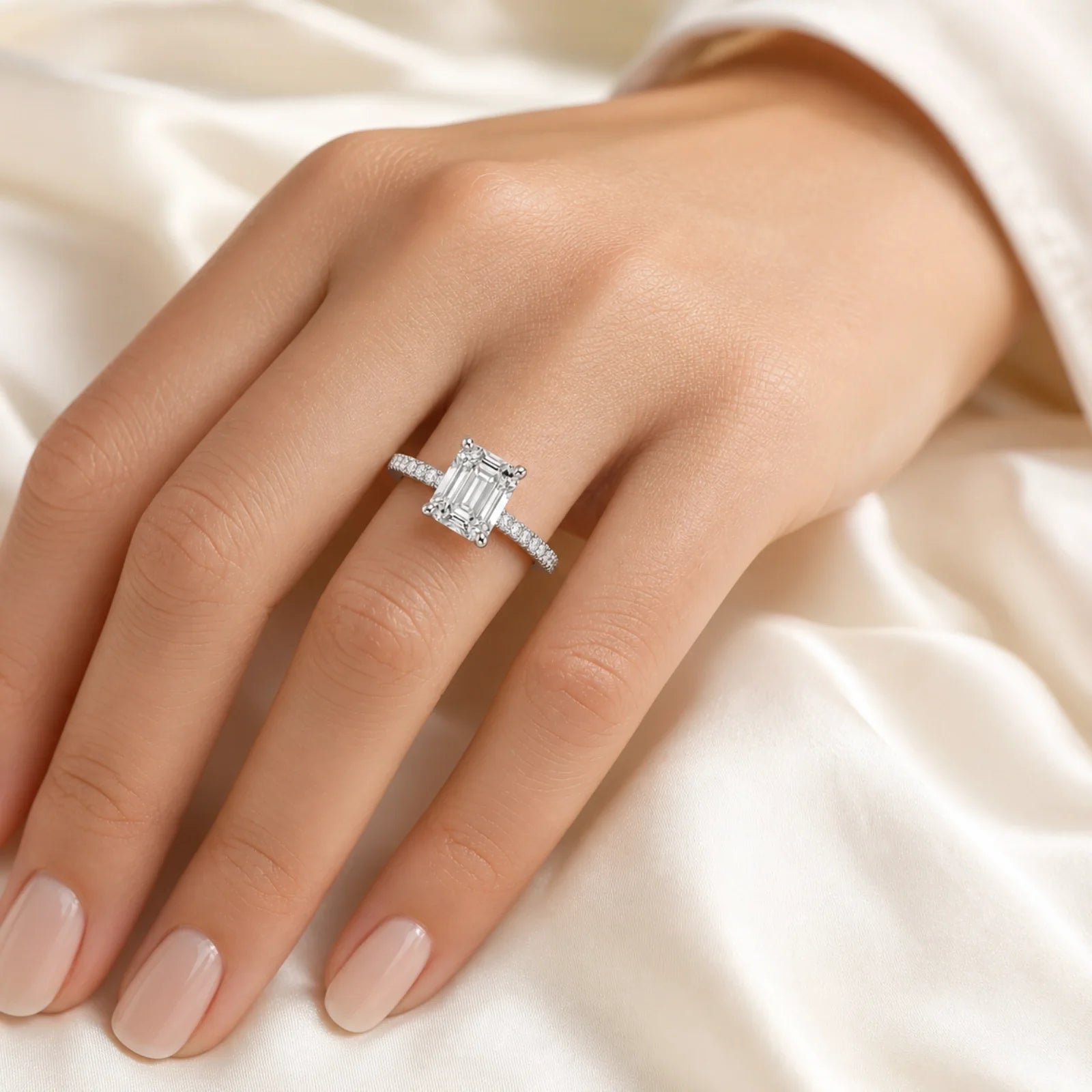 Grace Micro pavé Eternity Lab Diamond Ring - White