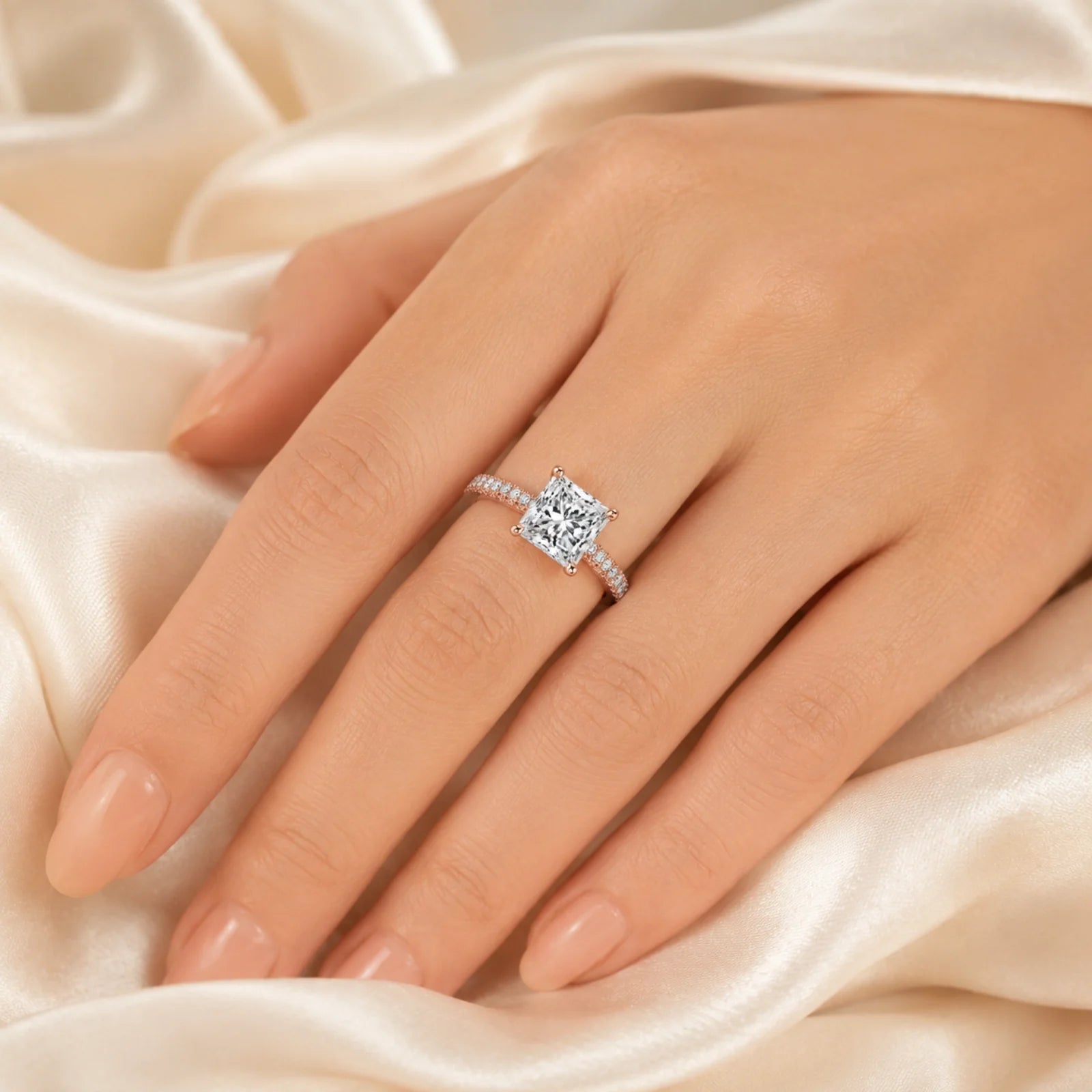Grace Micro pavé Eternity Lab Diamond Ring - Rose