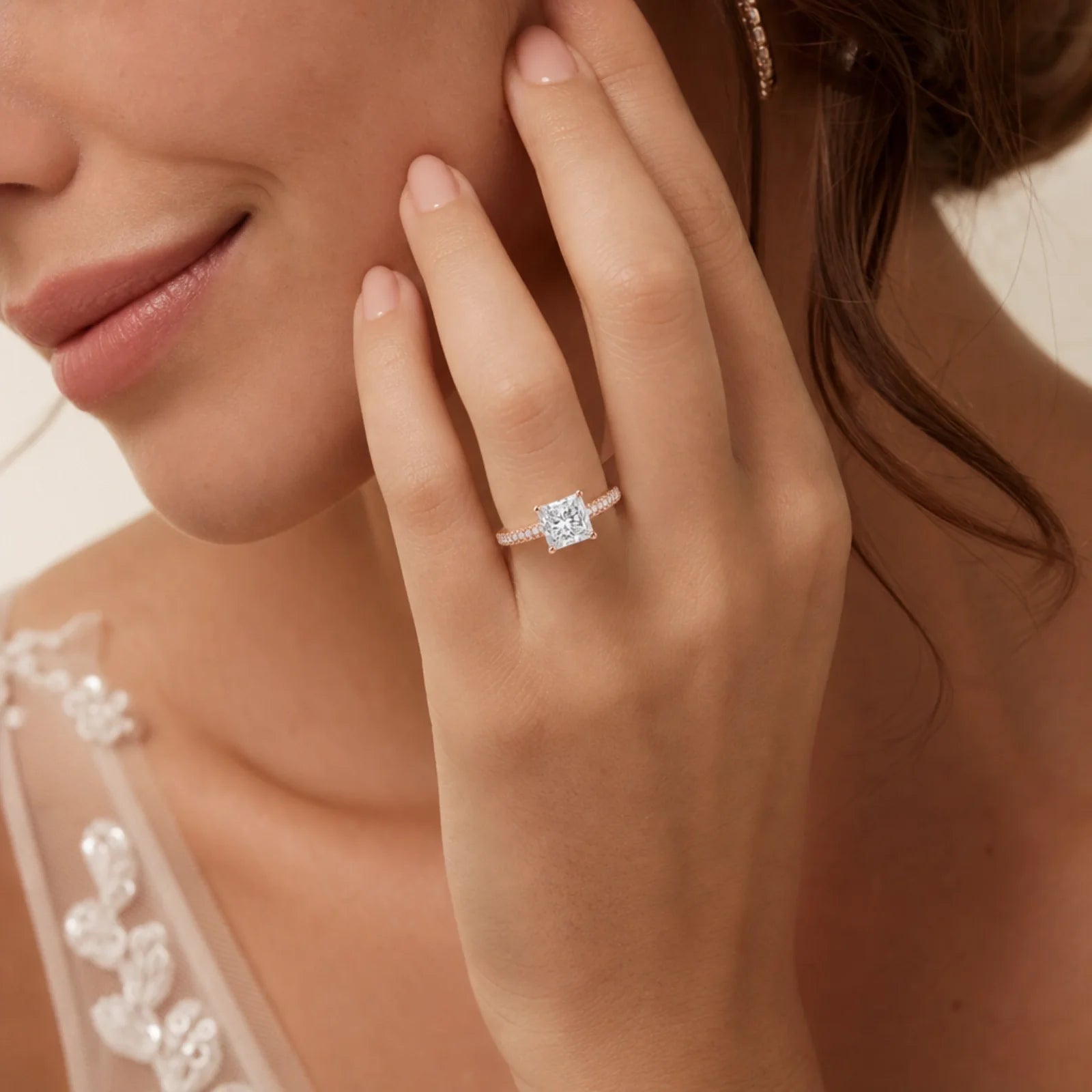 Grace Micro pavé Eternity Lab Diamond Ring - Rose