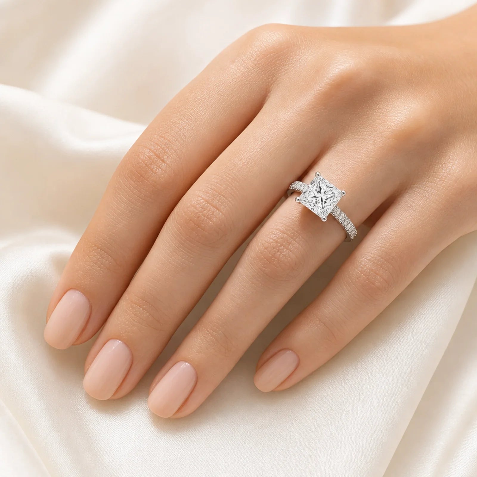 Grace Micro pavé Eternity Lab Diamond Ring - White