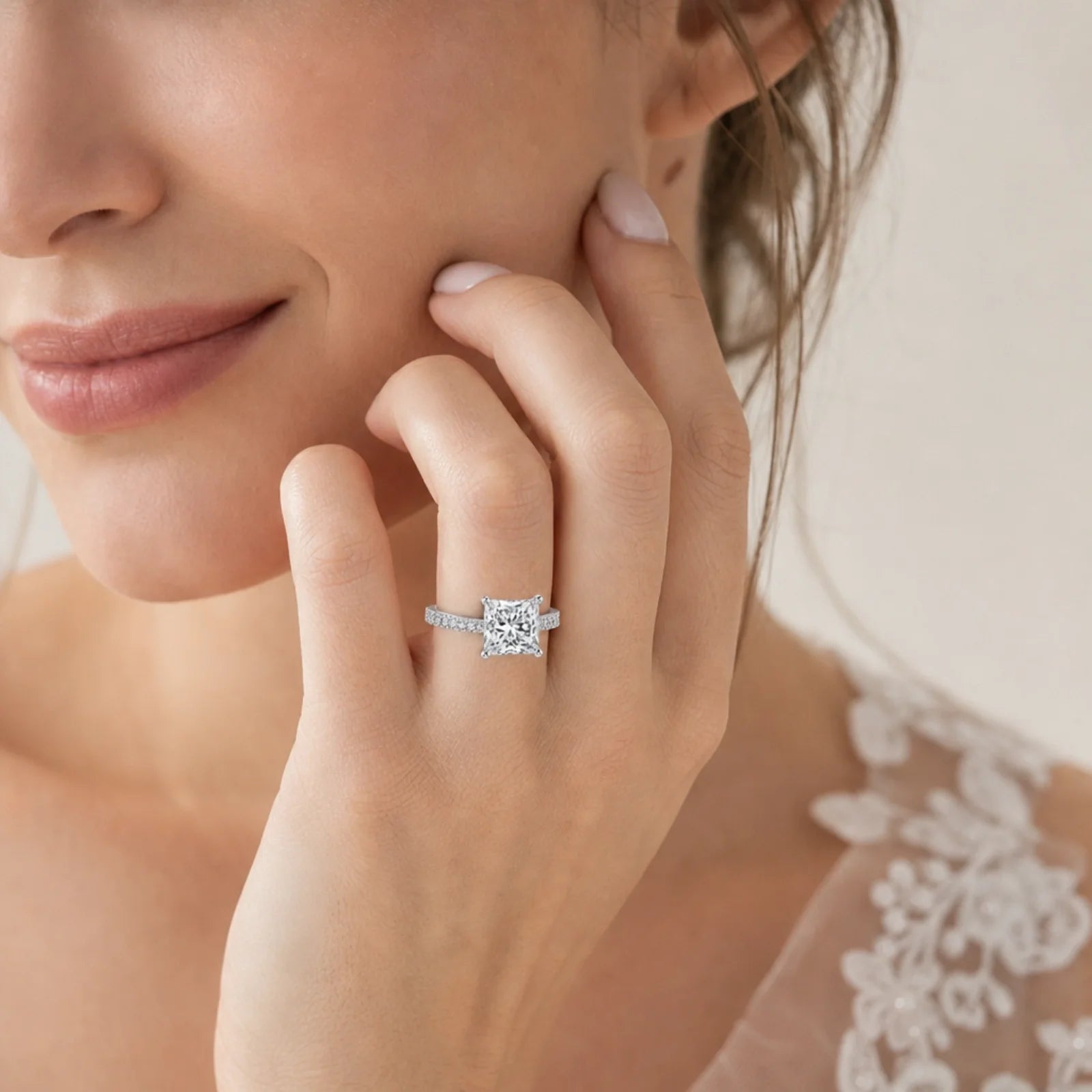 Grace Micro pavé Eternity Lab Diamond Ring - White