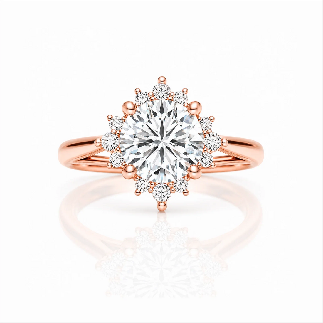 Round Halo Lab-Grown Diamond Engagement Ring - Rose Gold