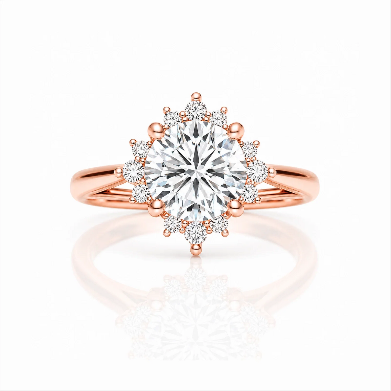 Round Halo Lab-Grown Diamond Engagement Ring - Rose