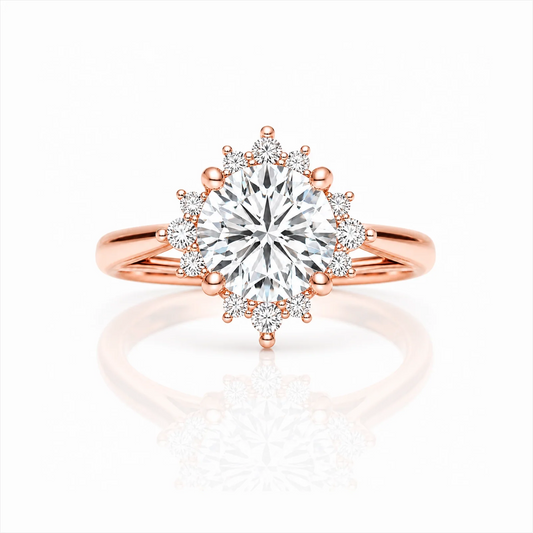 Round Halo Lab-Grown Diamond Engagement Ring - Rose