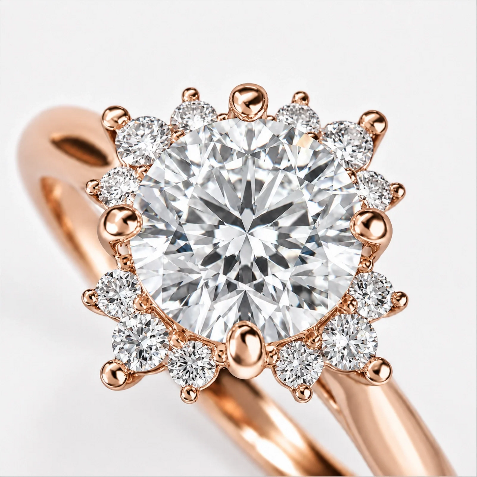 Round Halo Lab-Grown Diamond Engagement Ring - Rose