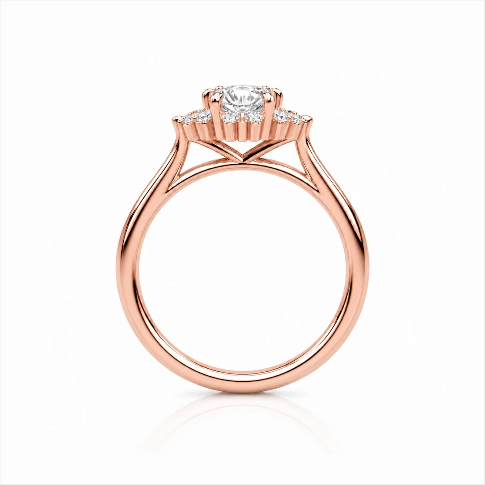 Round Halo Lab-Grown Diamond Engagement Ring - Rose