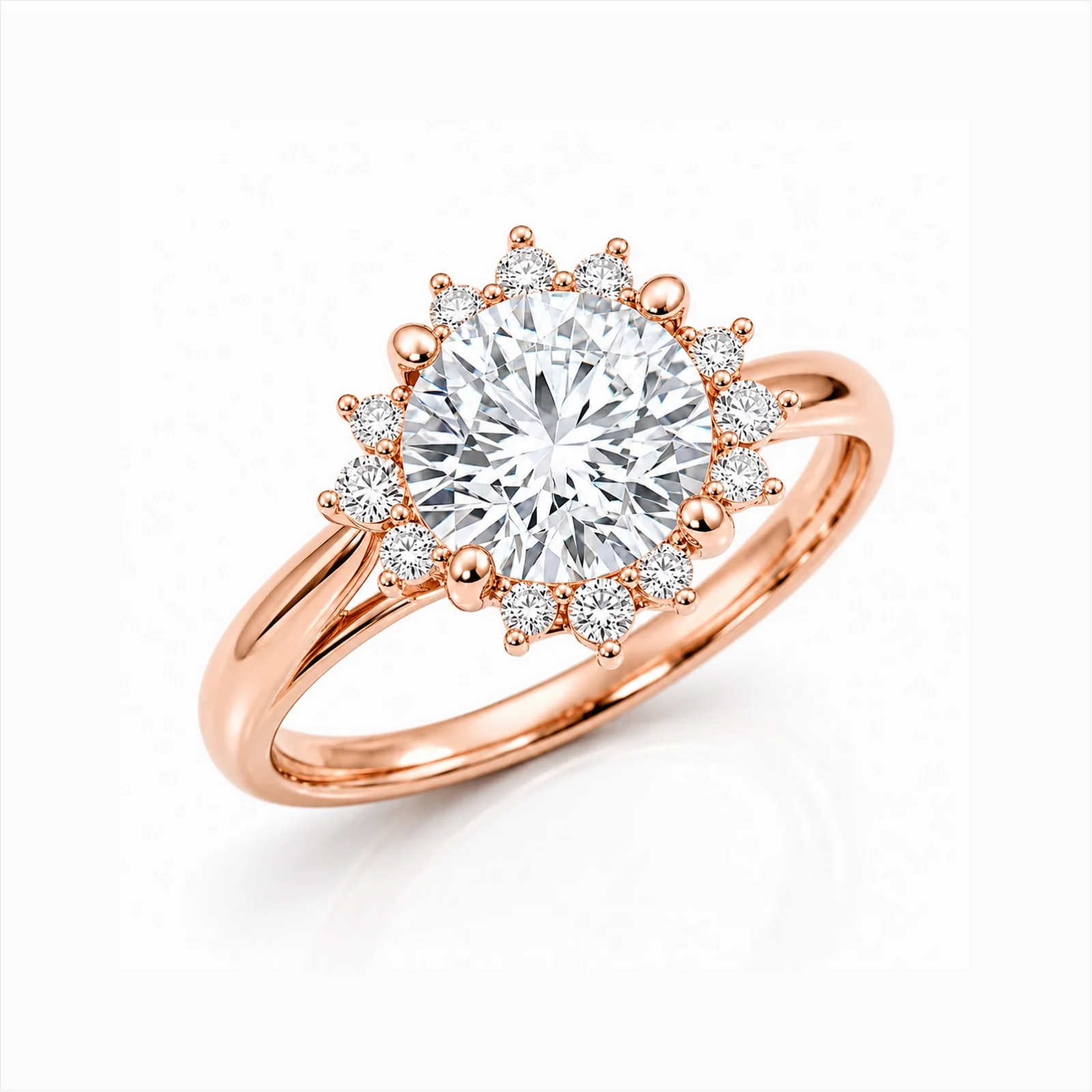 Round Halo Lab-Grown Diamond Engagement Ring - Rose