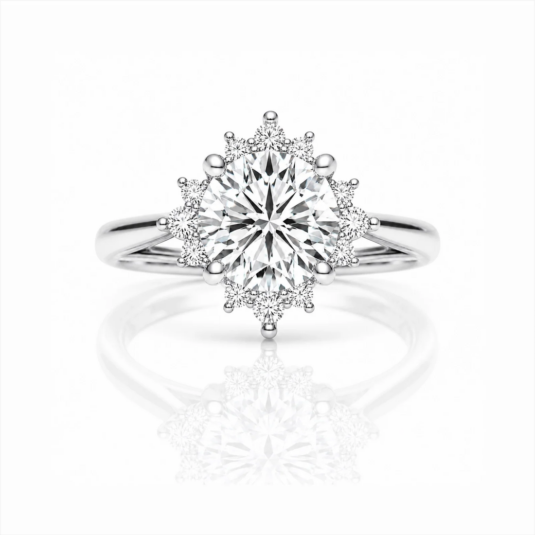 Round Halo Lab-Grown Diamond Engagement Ring - White Gold
