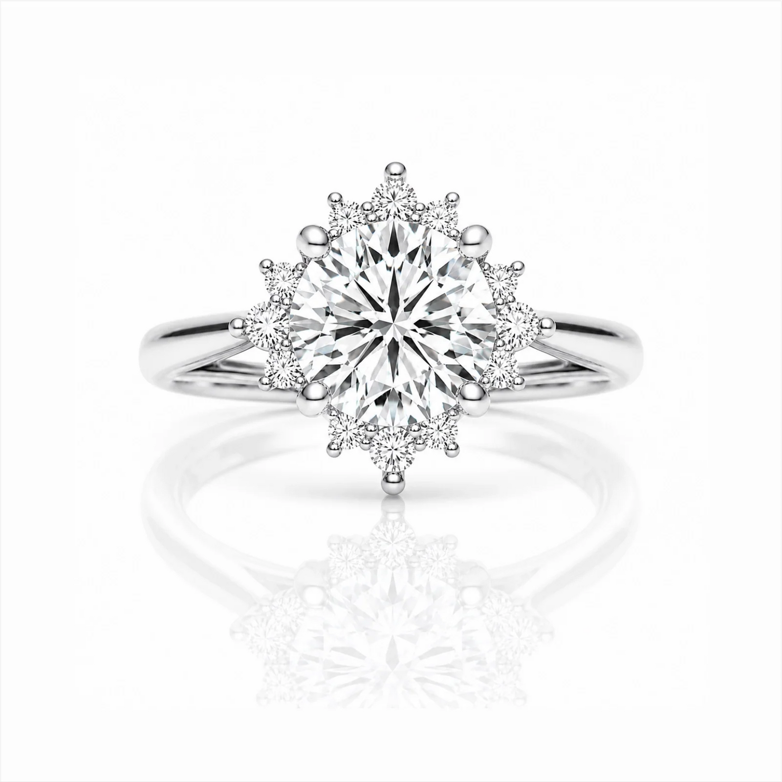 Round Halo Lab-Grown Diamond Engagement Ring - White