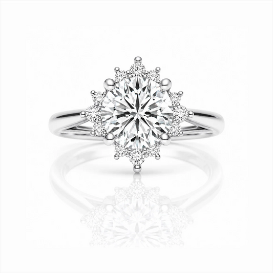 Round Halo Lab-Grown Diamond Engagement Ring - White