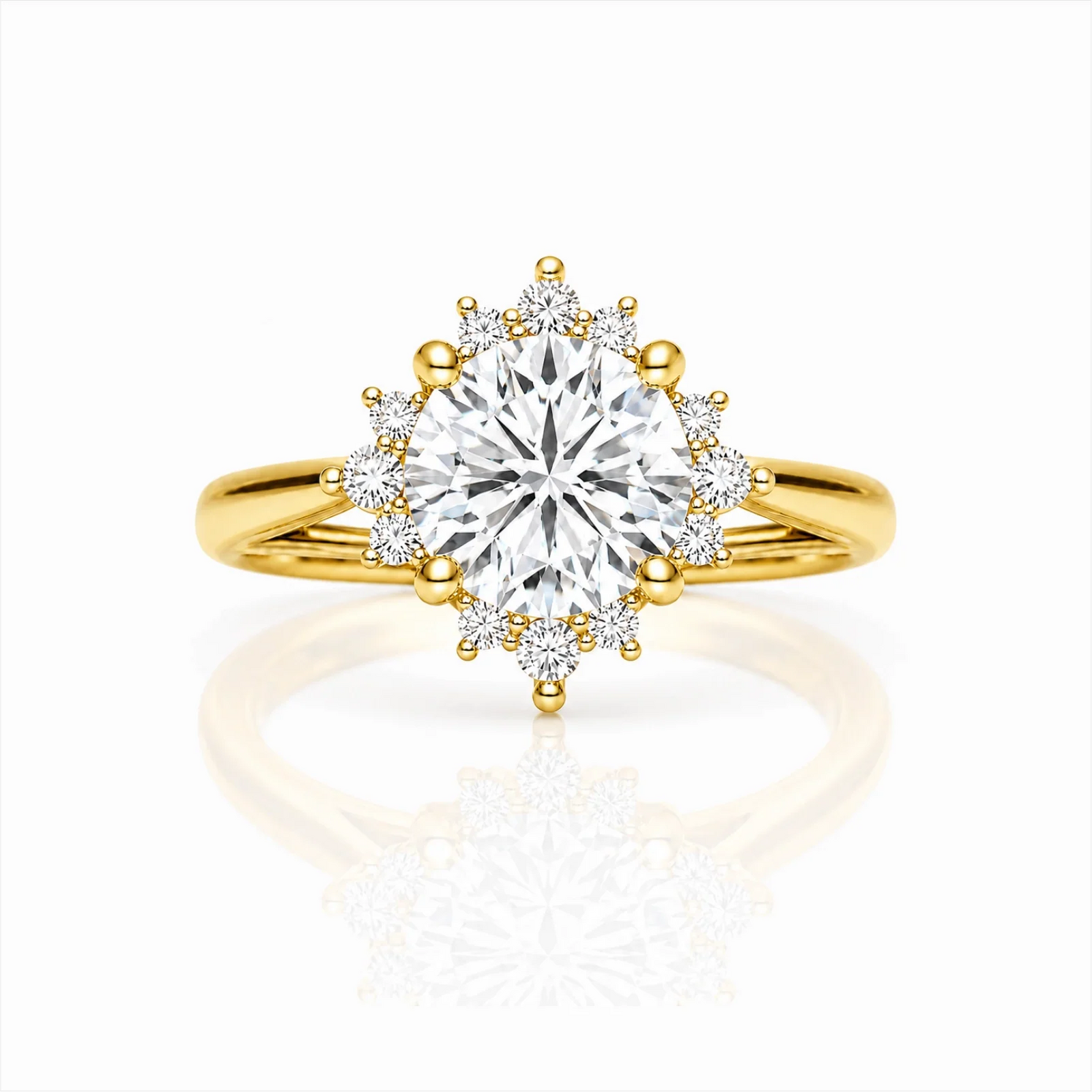 Round Halo Lab-Grown Diamond Engagement Ring - Yellow
