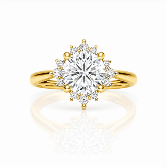 Round Halo Lab-Grown Diamond Engagement Ring - Yellow