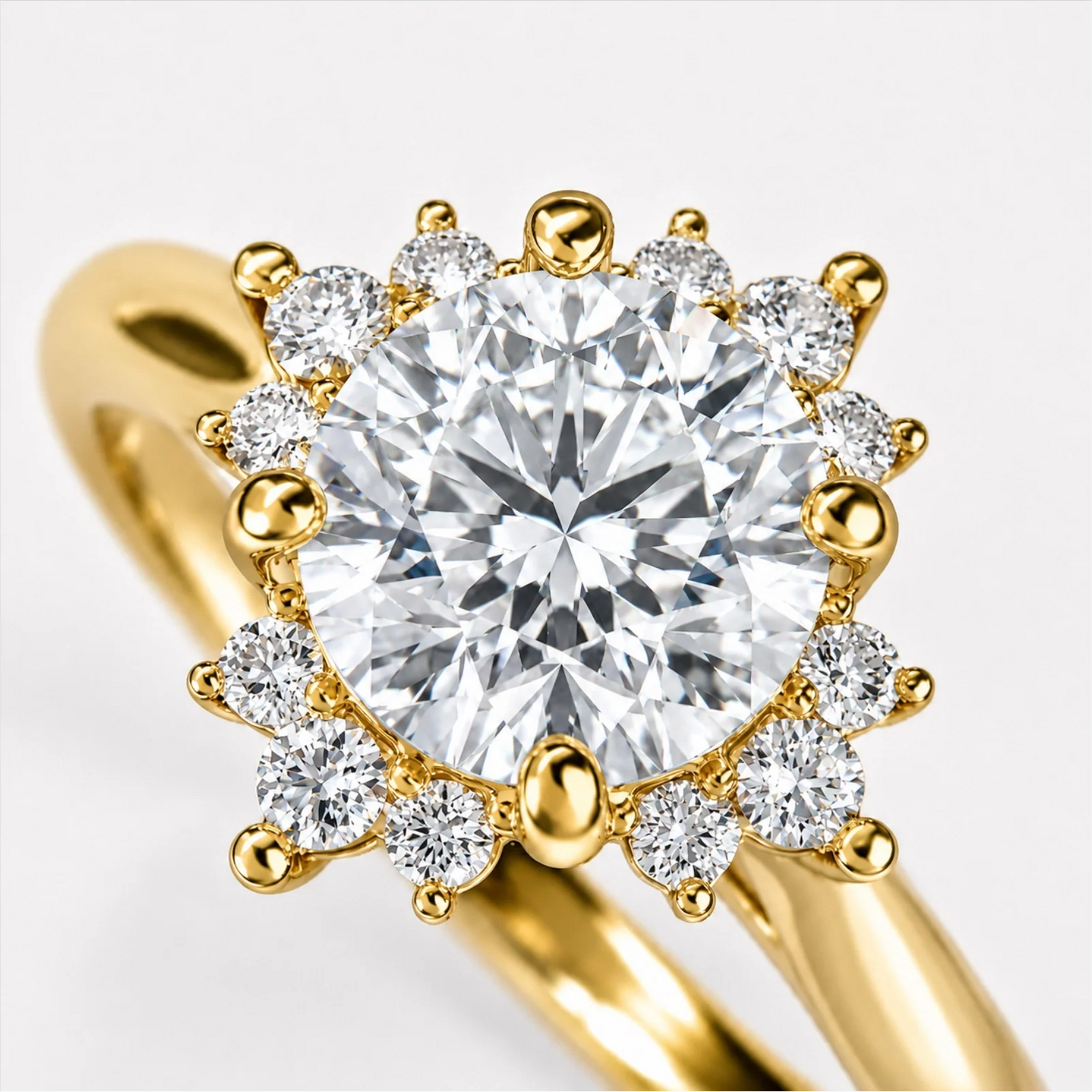 Round Halo Lab-Grown Diamond Engagement Ring - Yellow
